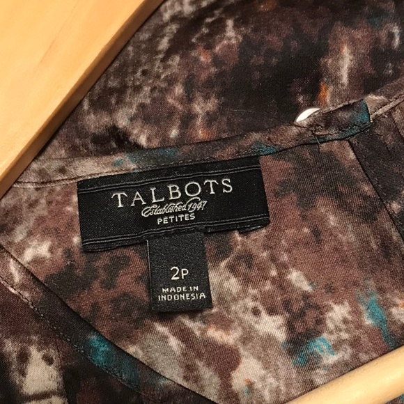 Talbots Brown Print Pleat Career Blouse - Picture 8 of 8